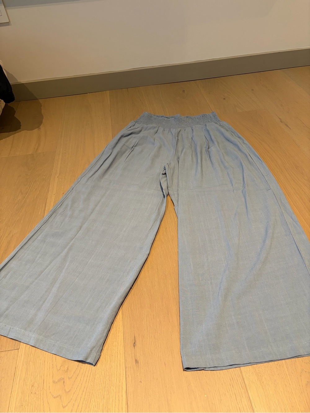 Light Blue Wide-Leg Women's Pants